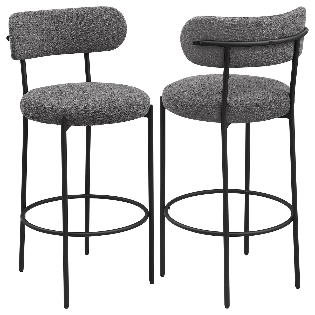Viola Grey Boucle Upholstered Bar Stools, Set of 2