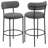 Viola Grey Boucle Upholstered Bar Stools, Set of 2