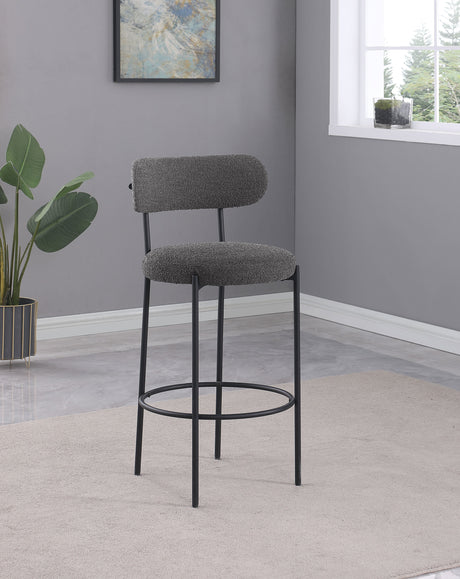 Viola Grey Boucle Upholstered Bar Stools, Set of 2