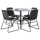 Aviano 5-Piece Round Glass Dining Table Set Gunmetal
