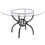 Aviano 5-Piece Round Glass Dining Table Set Gunmetal