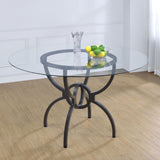 Aviano Round 48-Inch Glass Top Dining Table - Gunmetal