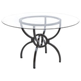 Aviano Round 48-Inch Glass Top Dining Table - Gunmetal