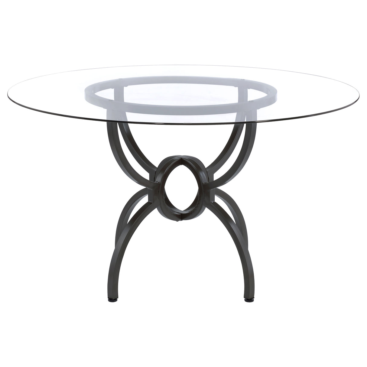 Aviano Round 48-Inch Glass Top Dining Table - Gunmetal