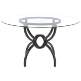 Aviano Round 48-Inch Glass Top Dining Table - Gunmetal