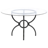 Aviano Round 48-Inch Glass Top Dining Table - Gunmetal