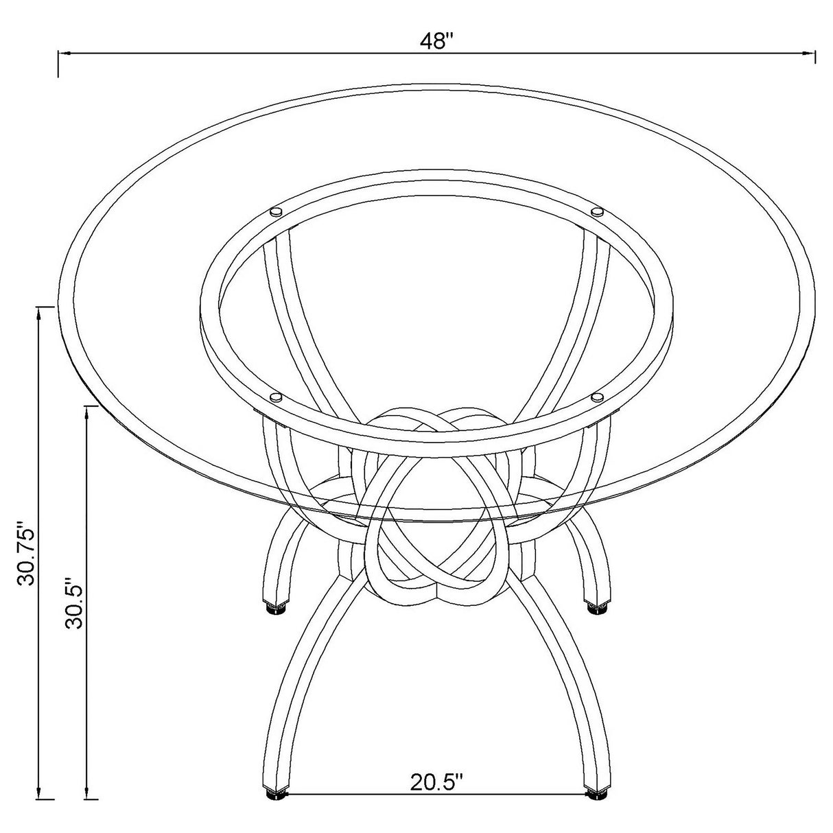 Aviano Round 48-Inch Glass Top Dining Table - Gunmetal
