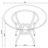 Aviano Round 48-Inch Glass Top Dining Table - Gunmetal