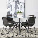 Aviano Round 48-Inch Glass Top Dining Table - Gunmetal
