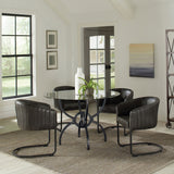 Aviano Round 48-Inch Glass Top Dining Table - Gunmetal