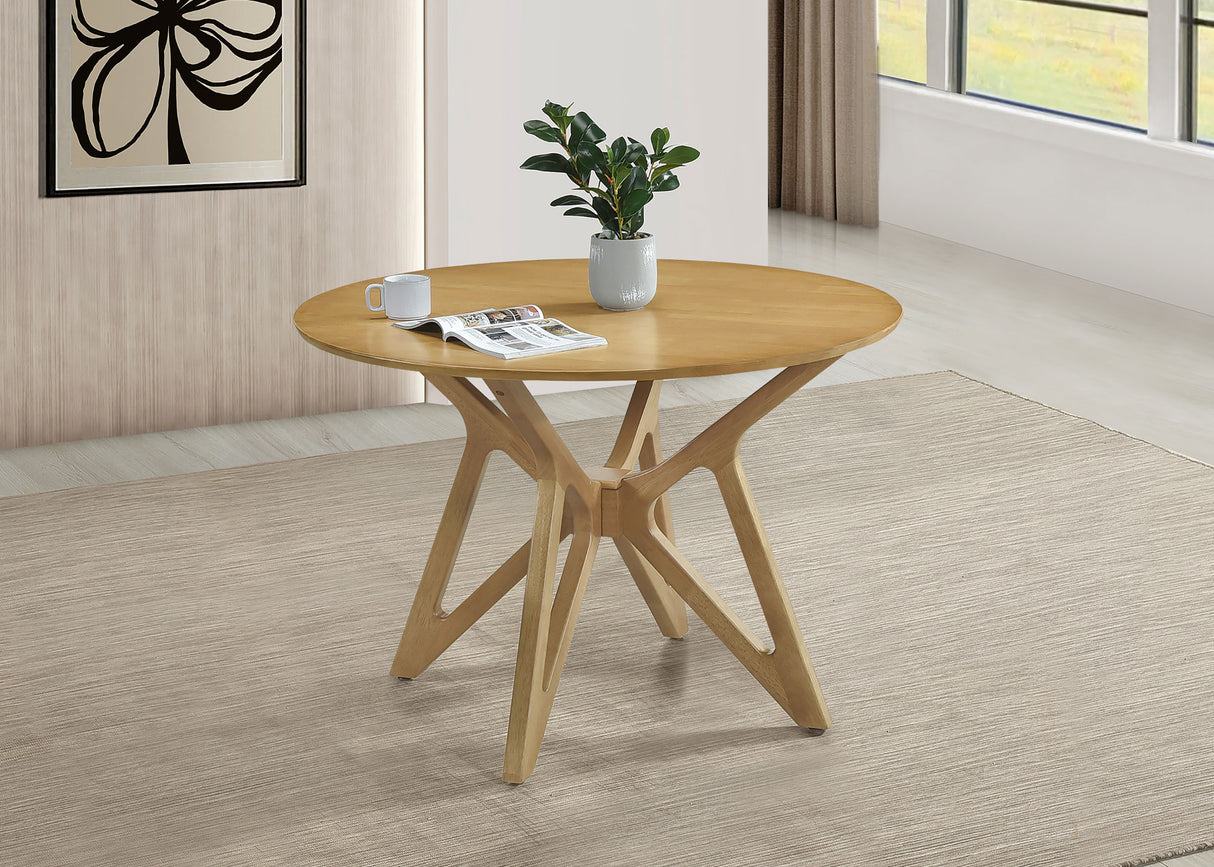 Elowen Round 42-Inch Solid Wood Dining Table Light Walnut