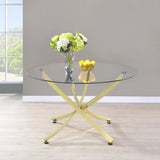 Beckham Round 46-Inch Glass Top Dining Table, Brass