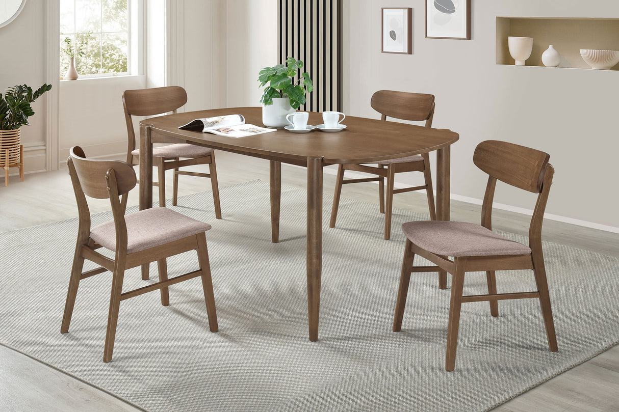 Dortch 5-Piece Oval Walnut Wood Dining Set