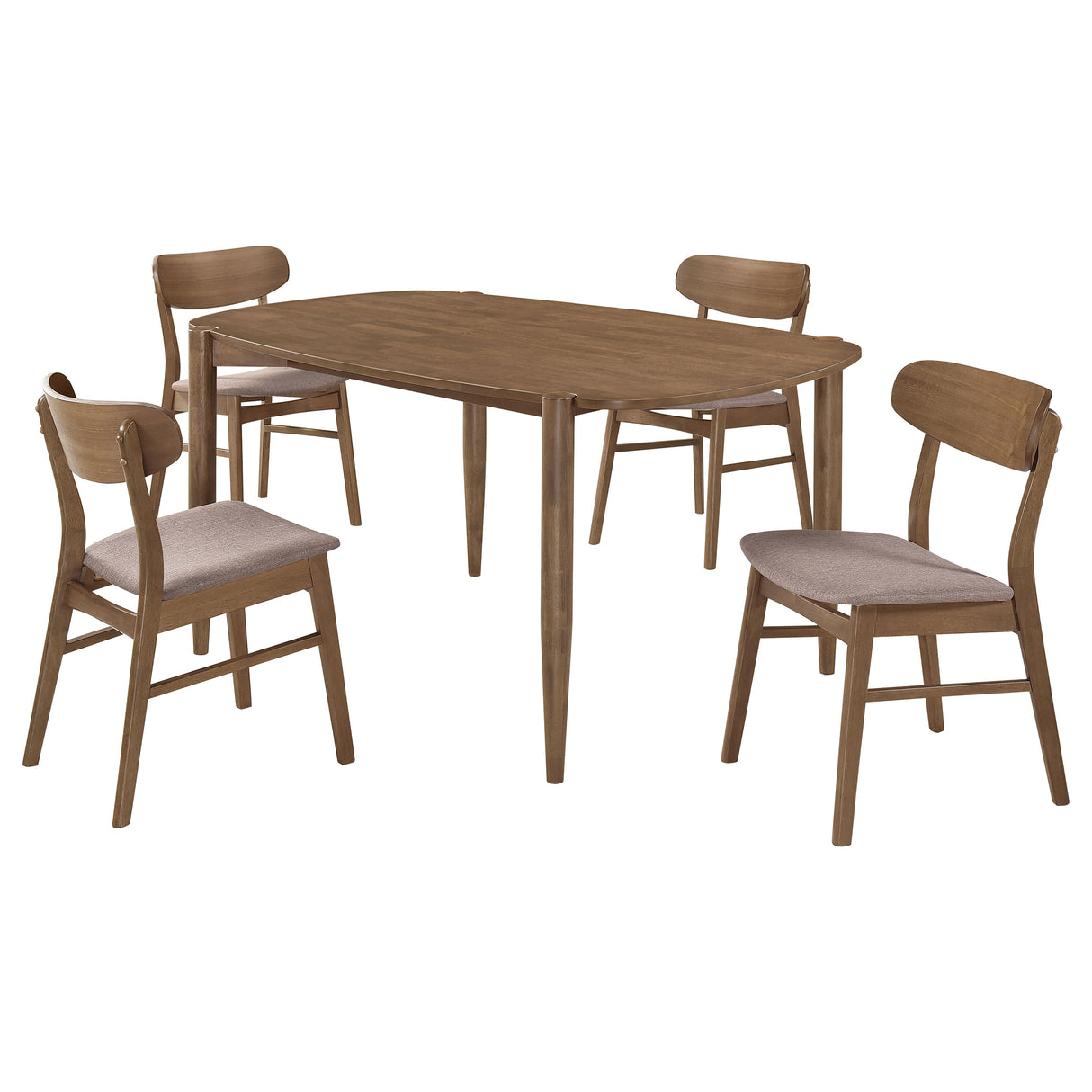 Dortch 5-Piece Oval Walnut Wood Dining Set