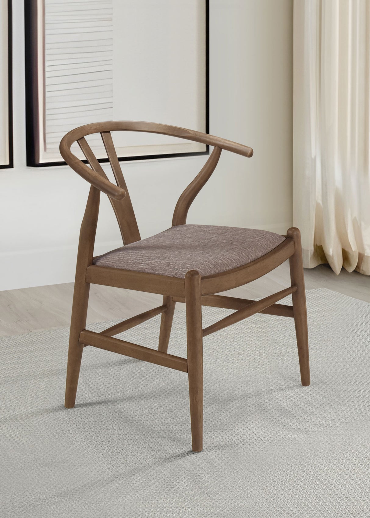 Dinah Wood Wishbone Dining Side Chair Walnut Set of 2