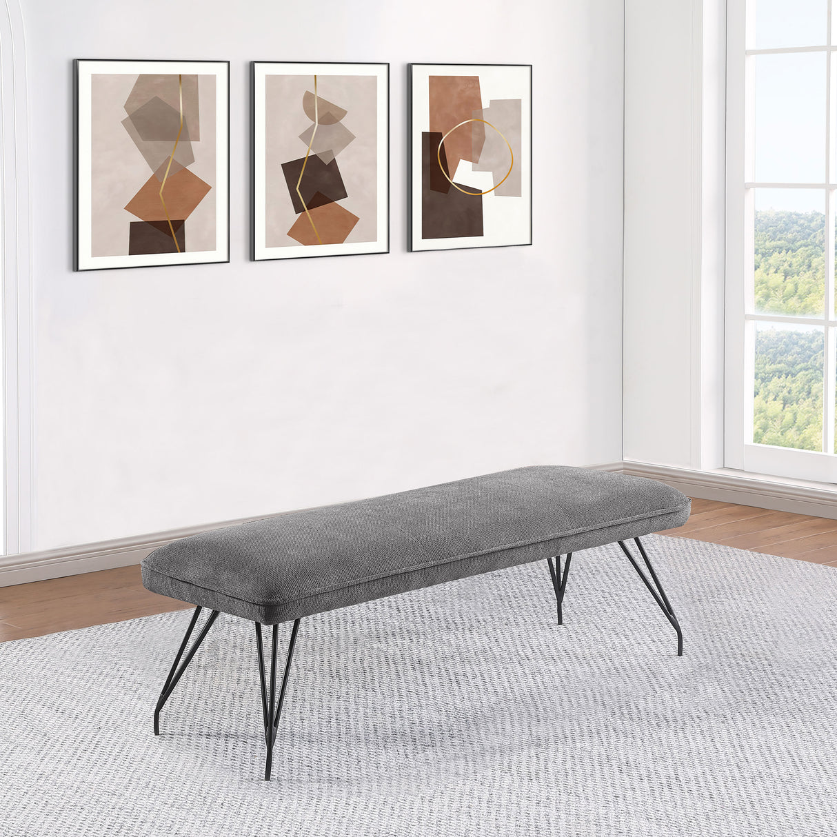 Dodson Grey Fabric Upholstered Dining Bench