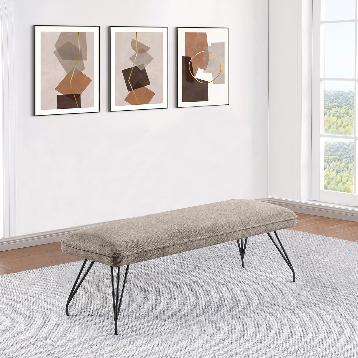 Dodson Fabric Upholstered Dining Bench in Taupe