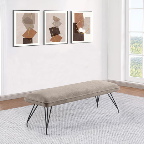 Dodson Fabric Upholstered Dining Bench in Taupe