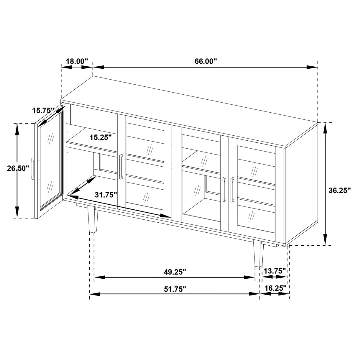 Middleton 4-Door Sideboard Server - Black