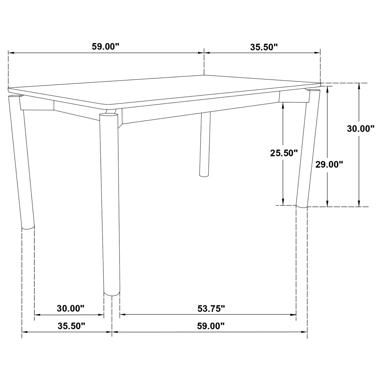 Parkridge 59-Inch Natural Walnut Dining Table