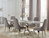 Antoine 7-Piece Rectangular Glass Dining Table Set, Grey