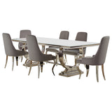 Antoine 7-Piece Rectangular Glass Dining Table Set, Grey