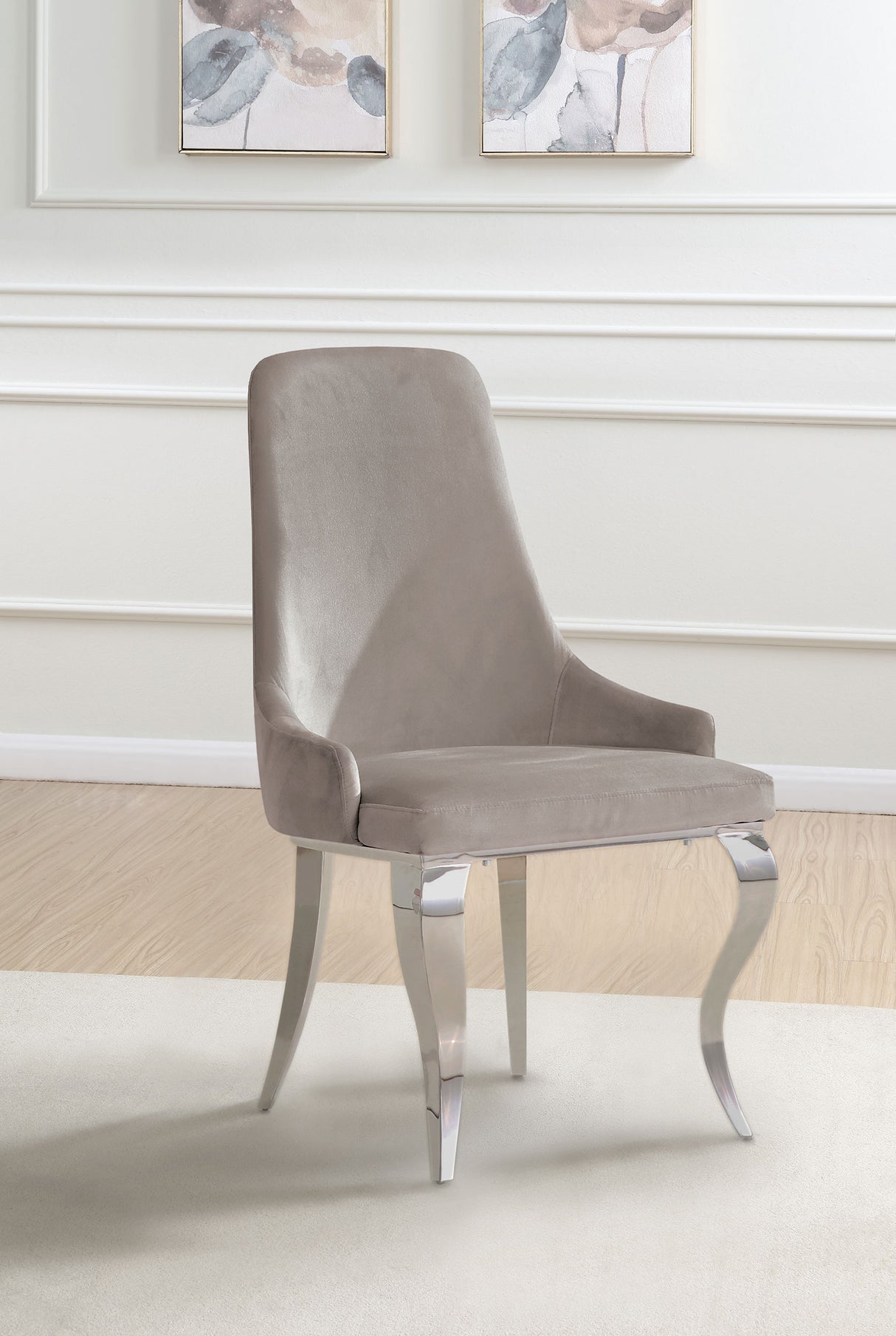 Antoine Grey Velvet Upholstered Dining Chair Set of 2