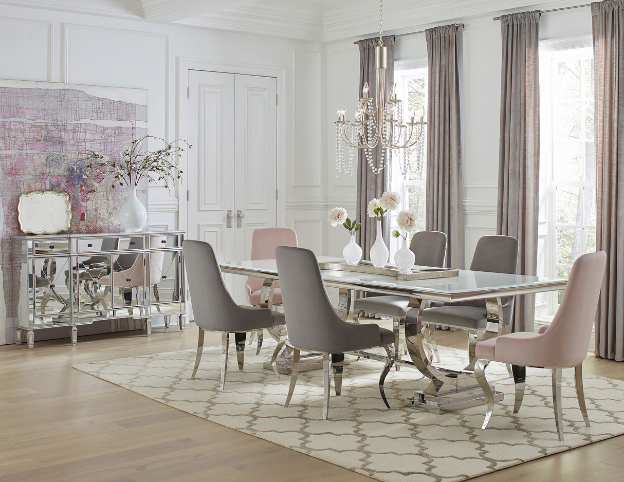 Antoine Grey Velvet Upholstered Dining Chair Set of 2