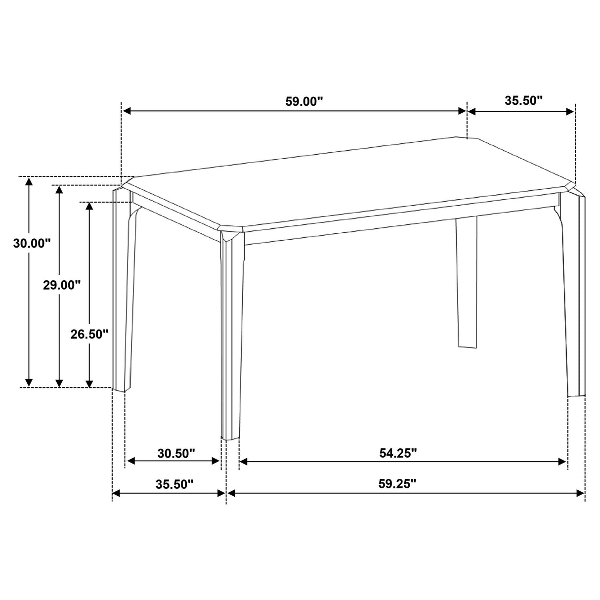 Almonte 59-Inch Rectangular Dining Table Dark Brown