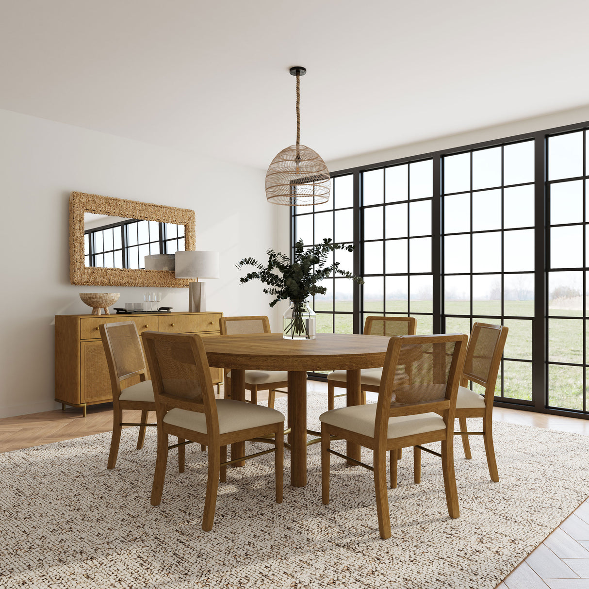 Arini 7-Piece Round Dining Set - Sand Wash
