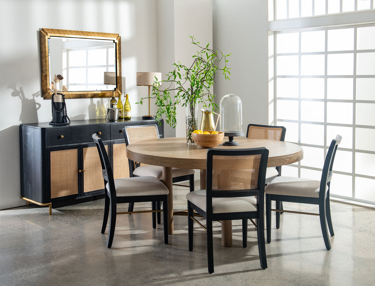 Arini 60-Inch Round Wood Dining Table, Sand Wash