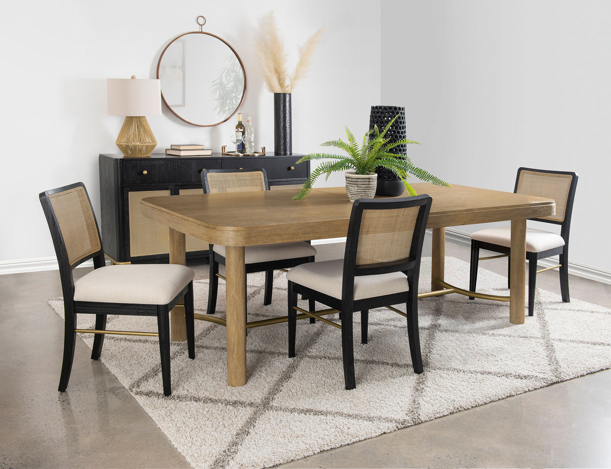 Arini 5-Piece Extension Dining Set Sand Wash and Black