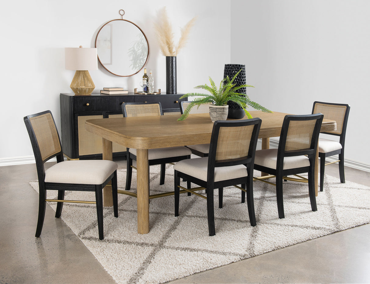 Arini 7-Piece Extension Dining Set Sand Wash and Black