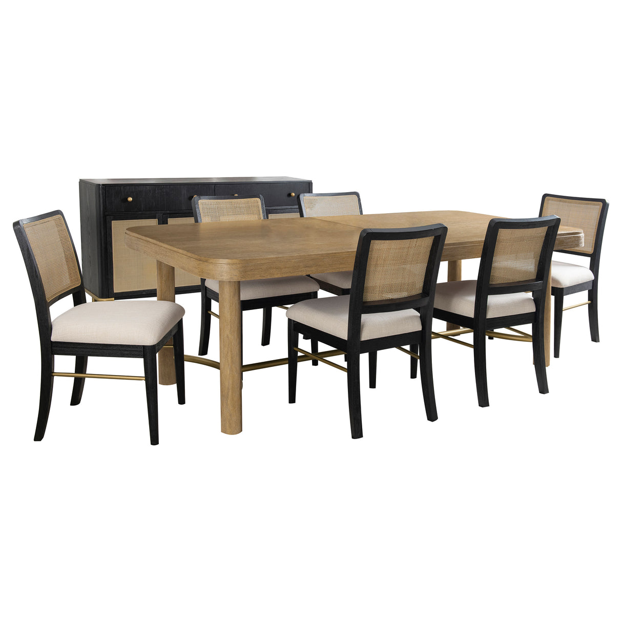 Arini 7-Piece Extension Dining Set Sand Wash and Black