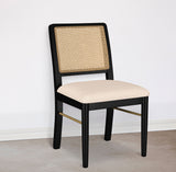 Arini Rattan Cane Dining Side Chair, Cream and Black (Set of 2)
