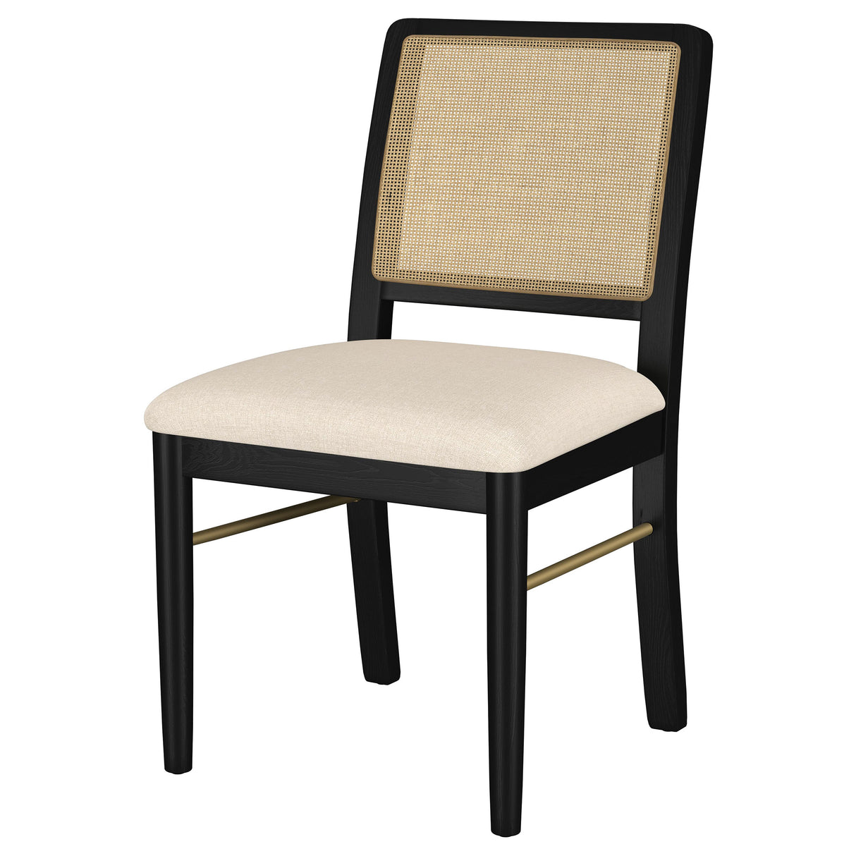 Arini Rattan Cane Dining Side Chair, Cream and Black (Set of 2)