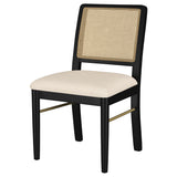 Arini Rattan Cane Dining Side Chair, Cream and Black (Set of 2)