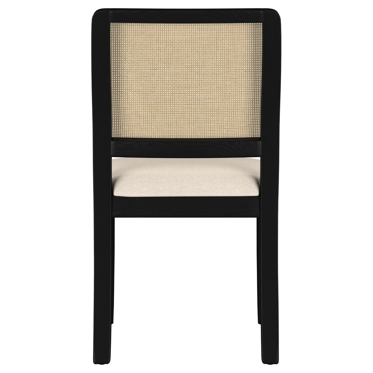 Arini Rattan Cane Dining Side Chair, Cream and Black (Set of 2)