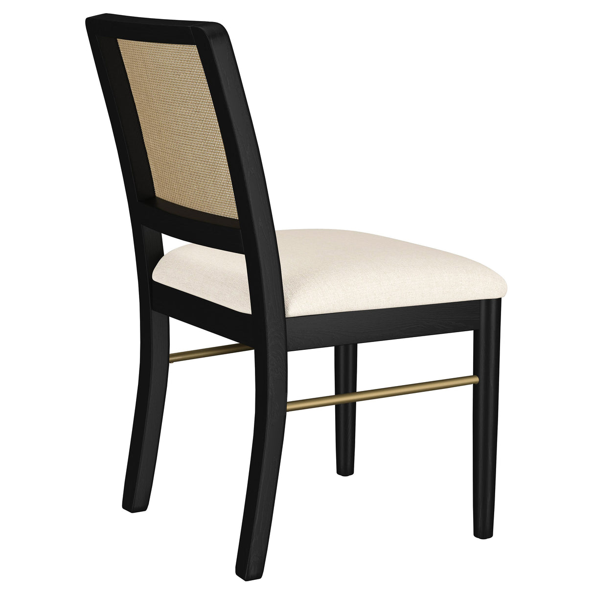 Arini Rattan Cane Dining Side Chair, Cream and Black (Set of 2)