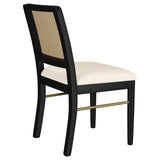 Arini Rattan Cane Dining Side Chair, Cream and Black (Set of 2)