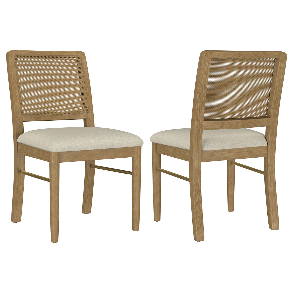 Arini Rattan Cane Dining Side Chair, Cream - Set of 2