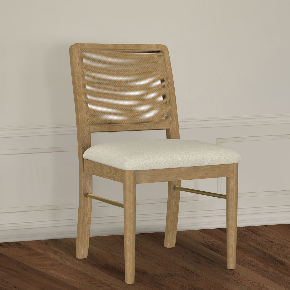 Arini Rattan Cane Dining Side Chair, Cream - Set of 2