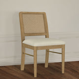 Arini Rattan Cane Dining Side Chair, Cream - Set of 2