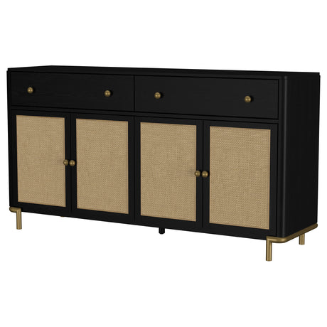 Arini 2-Drawer Cane Door Dining Sideboard - Black