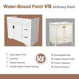 Bathroom Vanity Set, Fluted Cabinet, Soft Close Doors & Drawers, 3 Faucet Holes, Sink Included - White