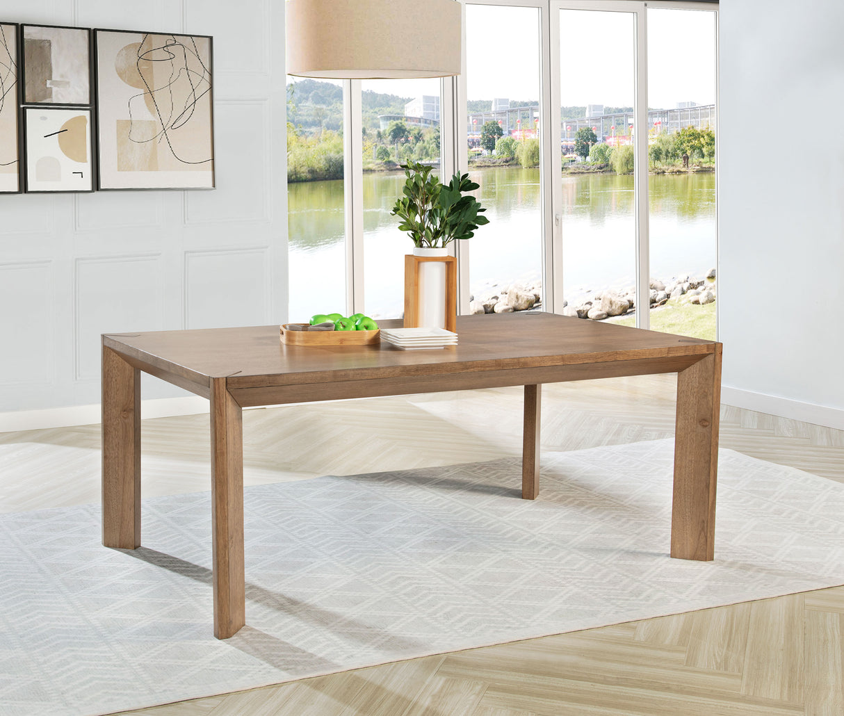 Bruner 72-Inch Rectangular Wood Dining Table - Natural Brown