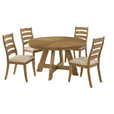 Danvers 5-Piece Dining Table Set, Brown Oak and Latte