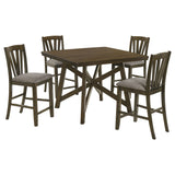 Canfield 5-Piece Counter Height Dining Set in Brown