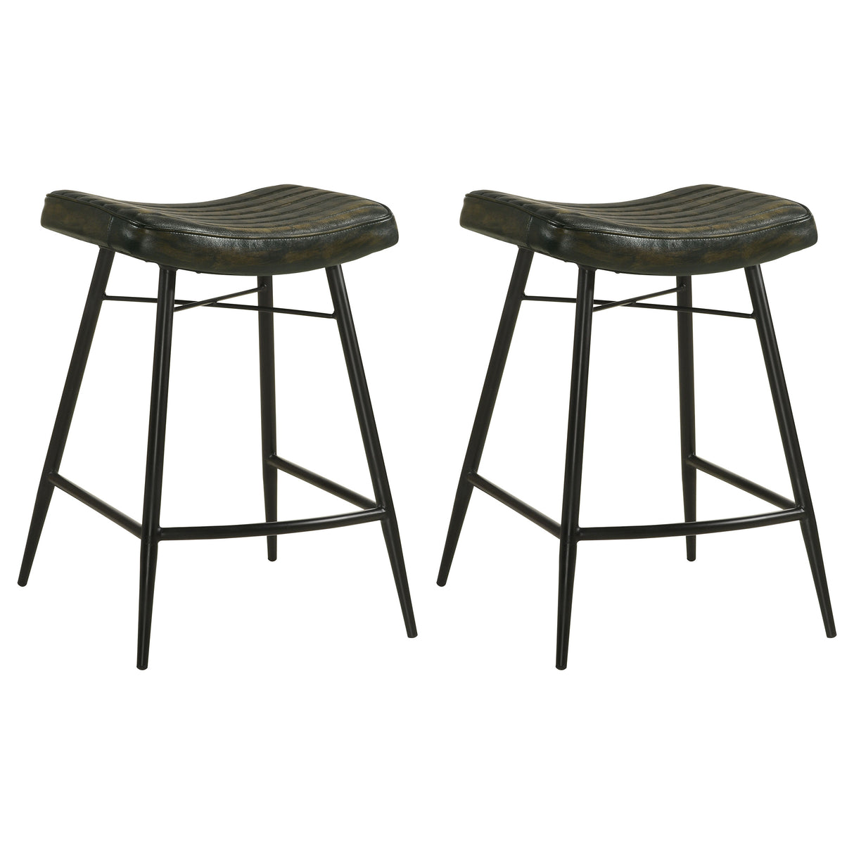 Bayu Leather Upholstered Counter Stool Espresso, Set of 2
