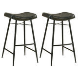 Bayu Leather Upholstered Bar Stool, Antique Espresso (Set of 2)